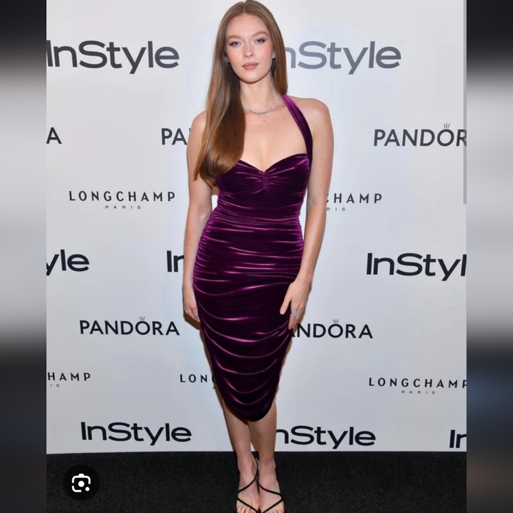Norma Kamali NWT purple velvet halter dress